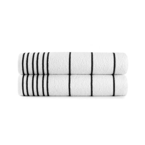 Sanibel Collection Pool Towel, 95% Cotton / 5% Polyester, 30x60, 13.0 lbs/dz, White/Black Stripes